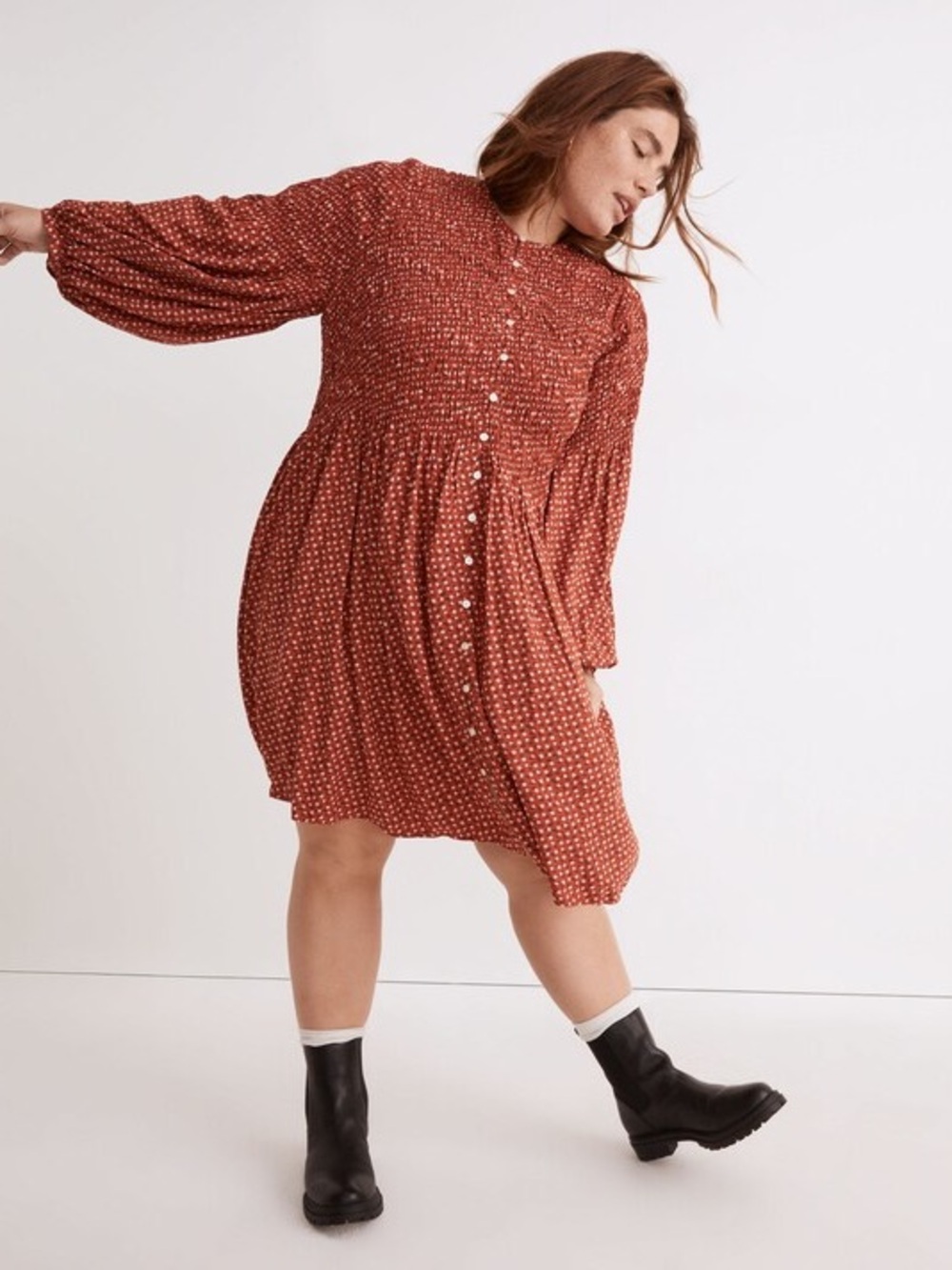 Madewell Plus Challis Button Front Mini Dress in Tiny Daisy Size 2X
